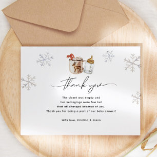 Carte De Remerciements Baby shower d'hiver au chocolat chaud