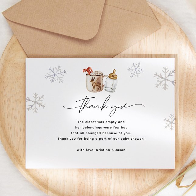 Carte De Remerciements Baby shower d'hiver au chocolat chaud (Créateur téléchargé)