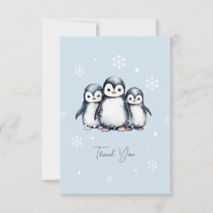 Carte De Remerciements Baby shower d'hiver de Pingouin mignon