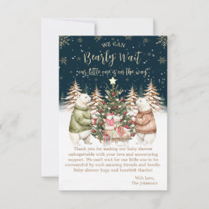 Carte De Remerciements Baby shower d'hiver Ours polaire Snowflake