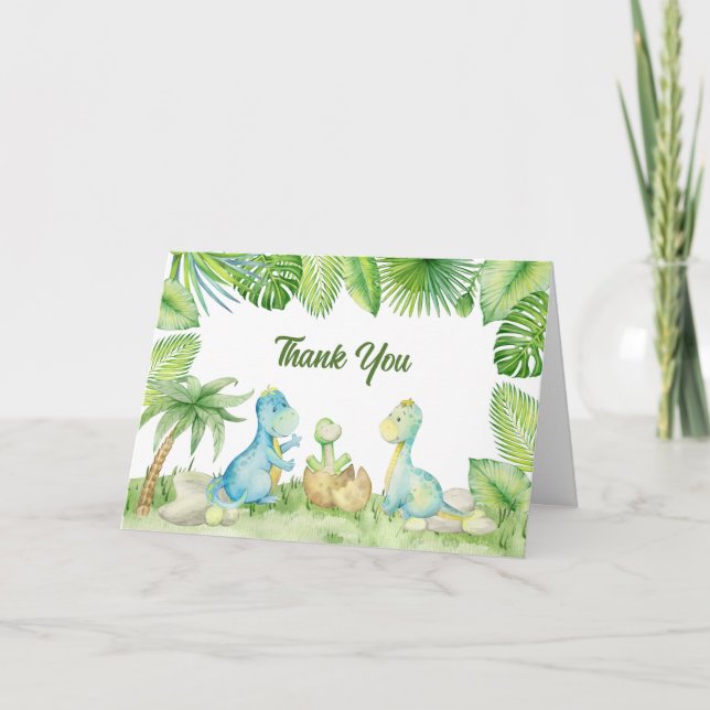 Carte De Remerciements Baby shower Dinosaur (Devant)