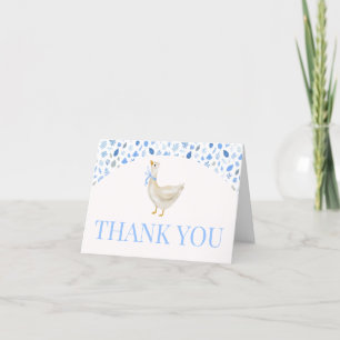 Carte De Remerciements Baby shower d'oie fine bleu