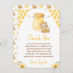 Carte De Remerciements Baby shower d'ours au miel