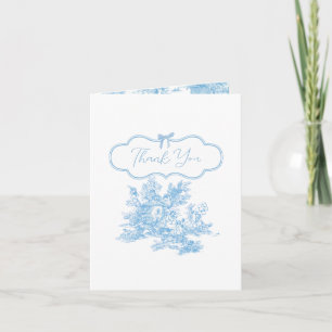 Carte De Remerciements Baby shower d'ours bleu blanc Toile de Jouy