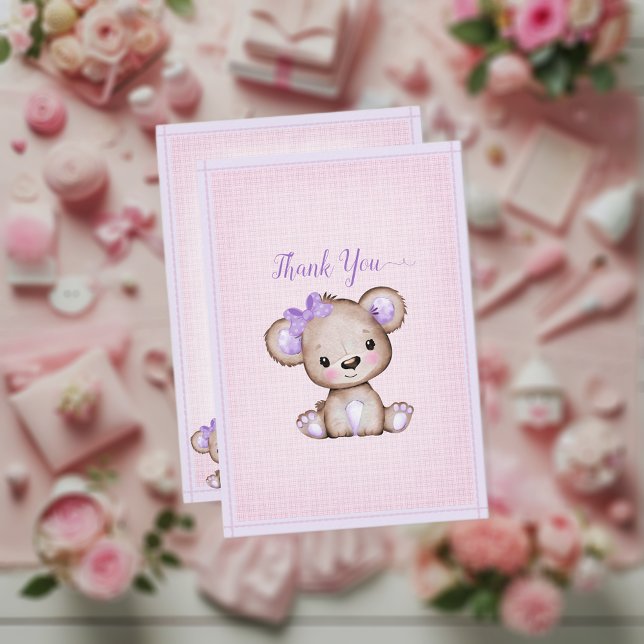 Carte De Remerciements Baby shower d'ours Brown mou (Créateur téléchargé)