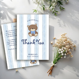 Carte De Remerciements Baby shower d'ours en peluche à rayures vintages r