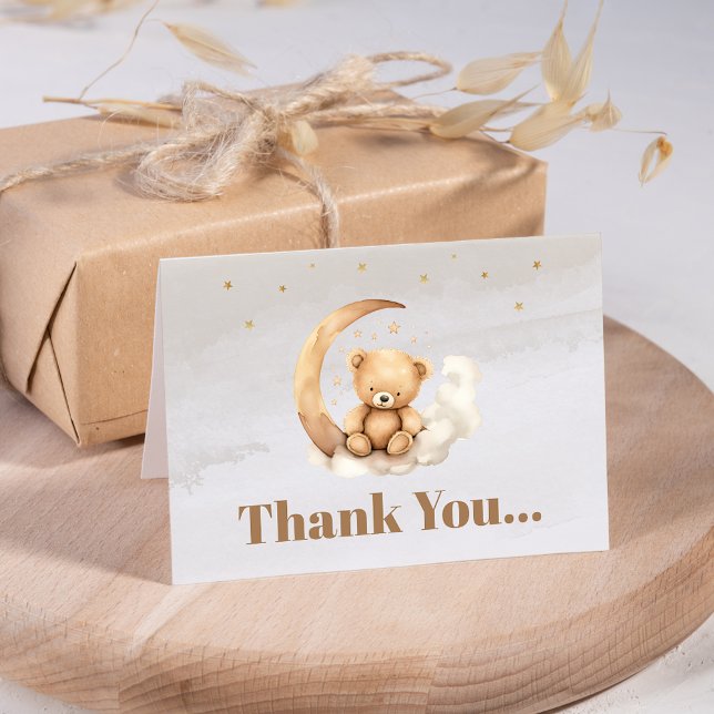 Carte De Remerciements Baby shower d'ours en peluche Brown neutre pour le (Créateur téléchargé)