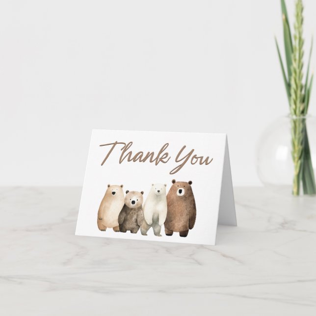Carte De Remerciements Baby shower d'ours en peluche d'attente neutre bla (Devant)