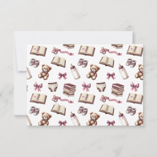 Carte De Remerciements Baby shower d'ours en peluche rose Fille Nouveau c