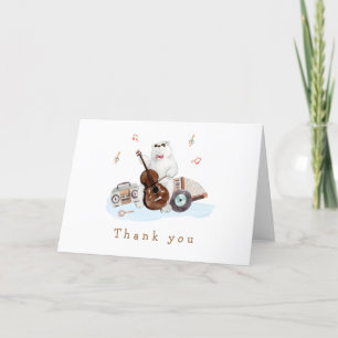 Carte De Remerciements Baby shower d'ours polaire musicien amusant