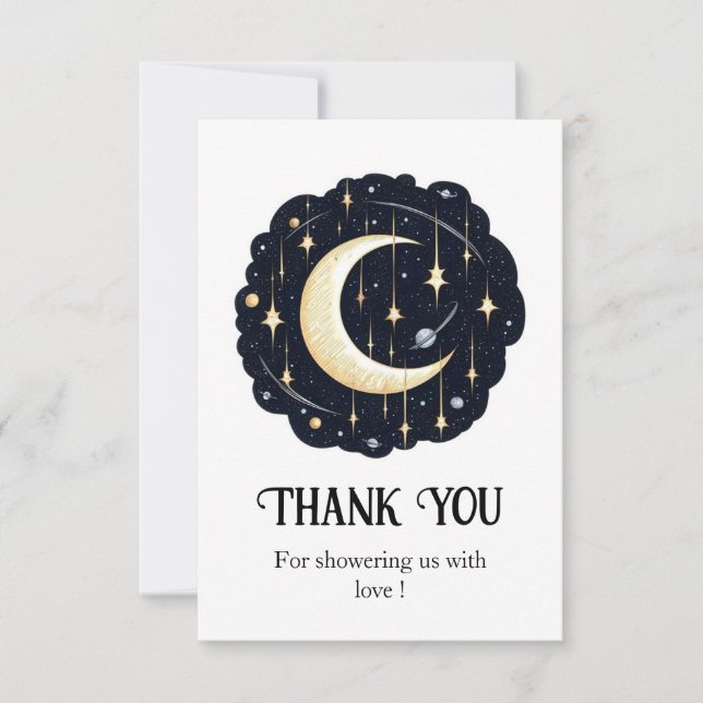 Carte De Remerciements Baby shower Dreamy Pretty Stars (Devant)