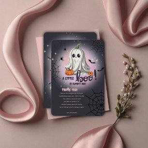 Carte De Remerciements Baby shower du Citrouille d'Halloween Little Boo