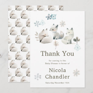 Carte De Remerciements Baby shower du loup arctique d'hiver
