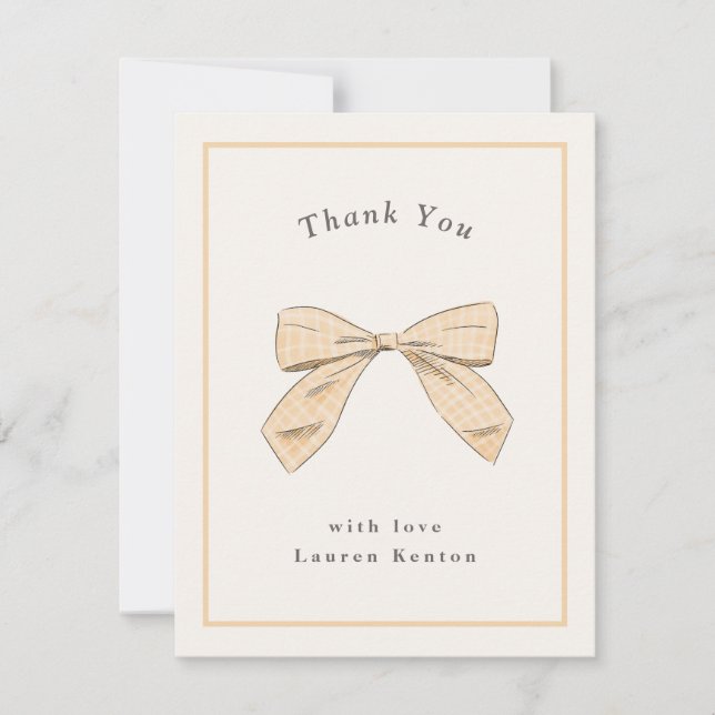 Carte De Remerciements Baby shower élégant à la poche légère à plaid (Devant)