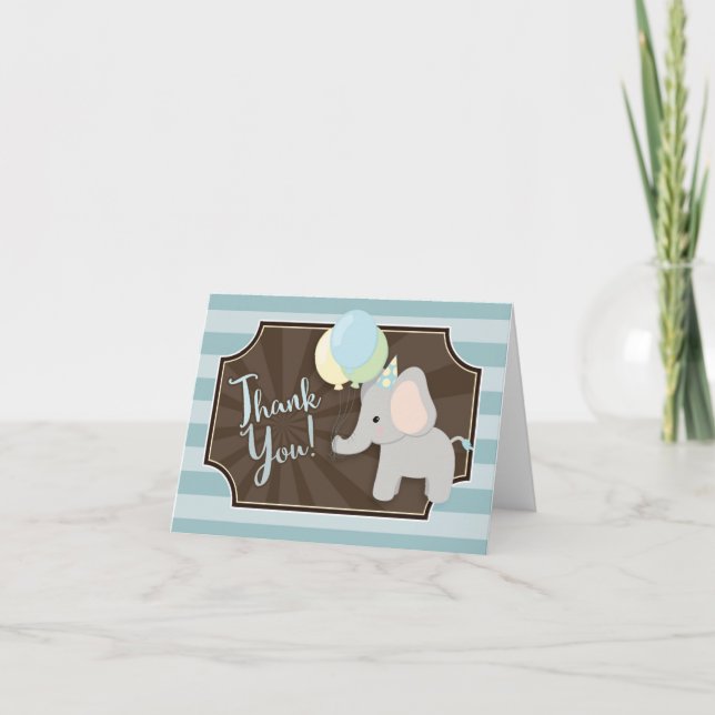 Carte de remerciements Baby shower éléphant (Devant)