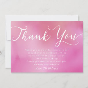 Carte De Remerciements Baby shower en lettres de manuscrit de main rose
