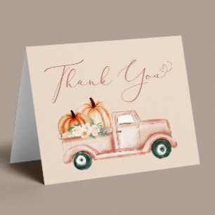 Carte De Remerciements Baby shower en terre cuite de camion citrouille