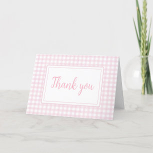 Carte De Remerciements Baby shower En vichy rose classique