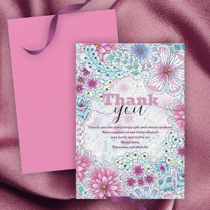 Carte De Remerciements Baby shower enchanteur de fleurs de prairie bohème