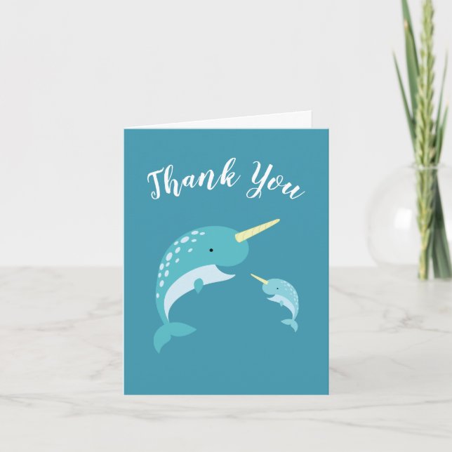 Carte De Remerciements Baby shower étroit Jaune Baleine neutre de sexe (Devant)