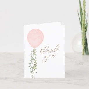 Carte De Remerciements Baby shower Eucalyptus à bulle rose
