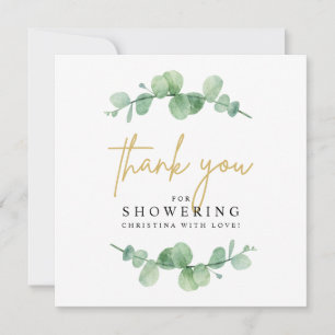 Carte de remerciements Baby shower Eucalyptus aqua