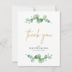Carte de remerciements Baby shower Eucalyptus aqua