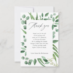 Carte De Remerciements Baby Shower Eucalyptus Aquarelle