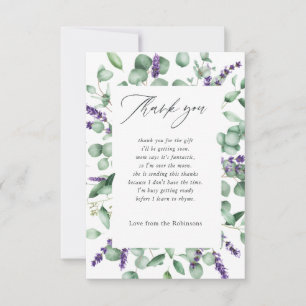 Carte De Remerciements Baby Shower Eucalyptus Lavande Verdure