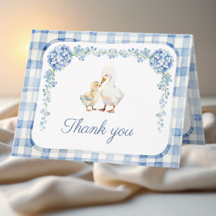 Carte De Remerciements Baby Shower Fantaisiste Oie Hydrangea Bleue