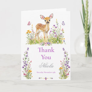 Carte De Remerciements Baby Shower Fawn de la Forêt