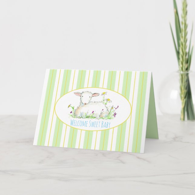 Carte De Remerciements Baby shower Félicitations Lamb Hommes Neutres (Devant)