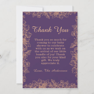 Carte de remerciements Baby shower feuille