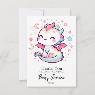 Carte De Remerciements Baby shower Fiery Custom Pastel Dragon