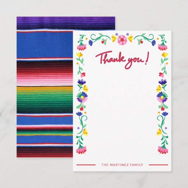 Carte de remerciements Baby shower Fiesta (Devant / Derrière)