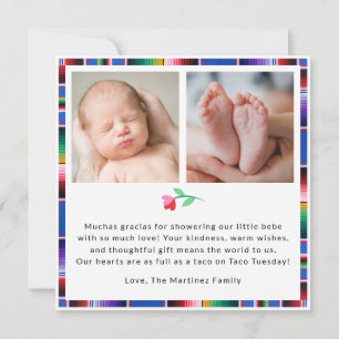 Carte De Remerciements Baby shower Fiesta coloré Sombrero