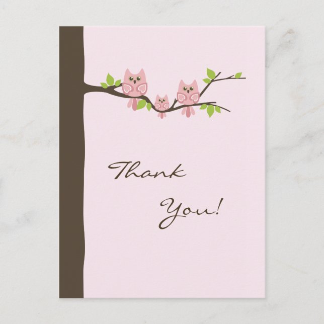 Carte de remerciements baby shower (fille) (Devant)