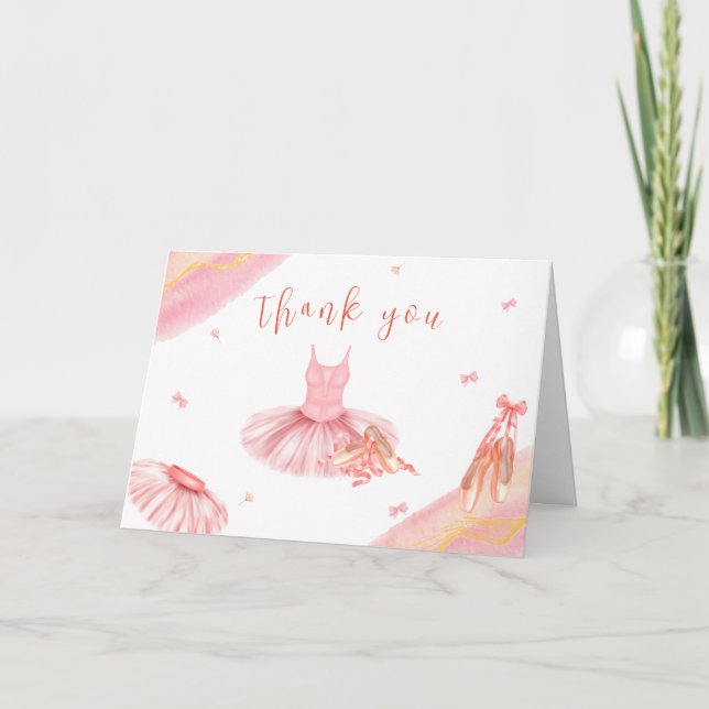Carte De Remerciements Baby shower fille Ballerina rose élégant (Devant)