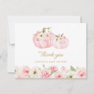 Carte de remerciements Baby shower fille Citrouill