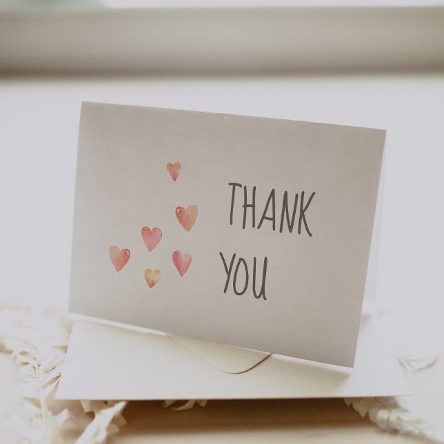 Carte de remerciements Baby shower fille Coeurs aq (Créateur téléchargé)