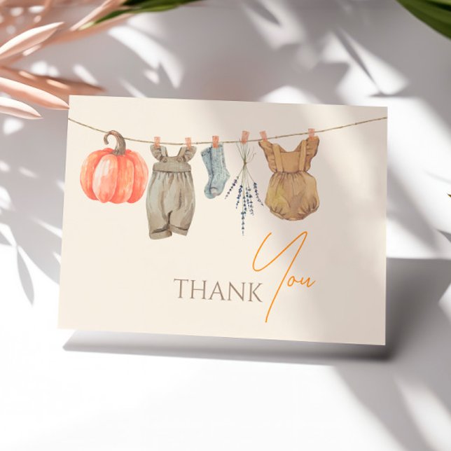 Carte De Remerciements Baby shower fille de Citrouille  d'automne (Créateur téléchargé)