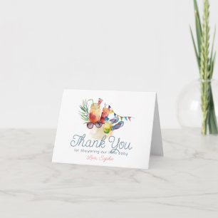 Carte De Remerciements Baby Shower Fille enceinte au bord de la piscine
