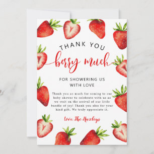 Carte De Remerciements Baby shower Fille fraise