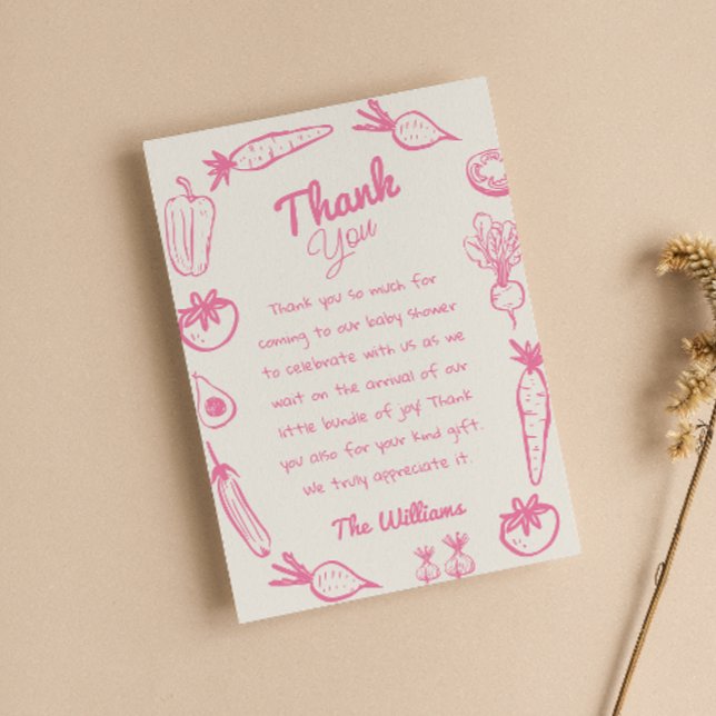 Carte De Remerciements Baby shower Fille Glissé Rose Localement Cultivé (Créateur téléchargé)