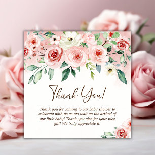 Carte De Remerciements Baby shower fille rose rose rose pâle