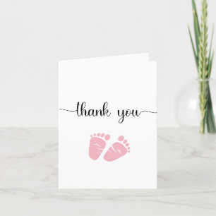 Carte De Remerciements Baby shower fille rose simple