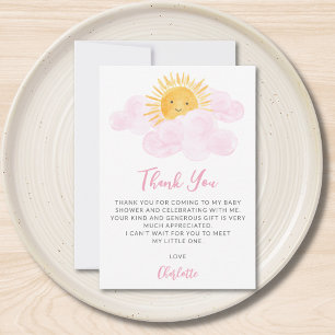 Carte De Remerciements Baby Shower Fille Un Petit Rayon De Soleil