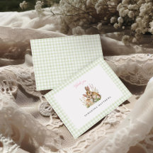 Baby Shower Fille Vintage Lapin Vichy Vert