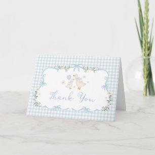 Carte De Remerciements Baby-Shower Filleul Oie Bleue Rigolote