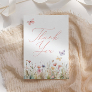 Carte De Remerciements Baby shower Fleur sauvage